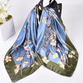2024 New Arrival Version Imitation Satin Silk Scarf Fashion Flowers butterfly Print 90 * 90 square Headscarf Milk Silk Shawl Kerchief