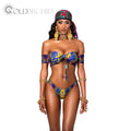 Women's Sexy Off-Shoulder Bikini Set 2-Piece Beach Wear with Print New Design Swimwear Swimsuits