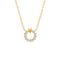 Cubic Zirconia Gold Color S925 Fashion Design Circle and Star Charm Necklace