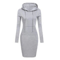 New Fashion Woman Hoodie Dresses Long Sleeve Hoodie Casual Solid Hooded Dresses With Pockets for Women