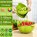 Custom Wholesale OEM ODM Kitchen 360 Degree Rotating Wheat Straw Plastic Colander and Bowl for Washing Fruits and Vegetables
