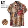 Oem Odm Vintage Printed T-Shirts - Oversized V-Neck Streetwear Tees Summer Short Sleeve Tops for Men Casual Y2K Retro Shirts