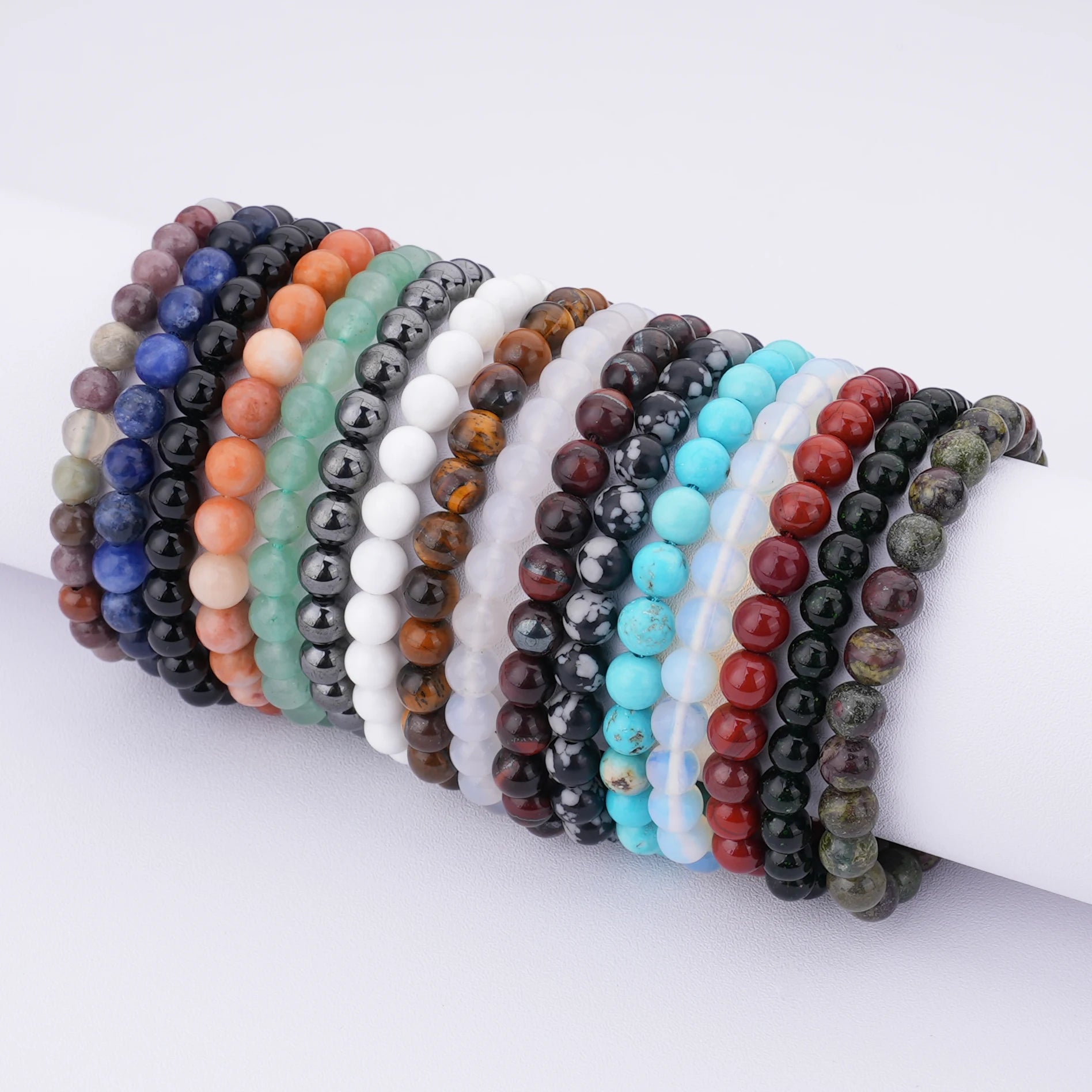 Factory Sales 6MM Healing Jade Sandstone Agate Natural Gemstone Semi Precious Stone Bracelet for Women