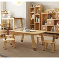 Solid Wood Children's Dining Table Set New Design KIDS Furniture Walnut and Beech for Bedroom or Kindergarten