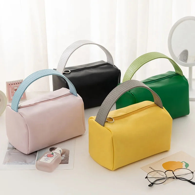YIMYIK Candy Color Pu Cosmetic Bag Waterproof Fashion Makeup Organizer Bags Large Capacity Toiletry Bag