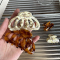 Female Acetate Shark Clip Maillard Tempered Hair Claw Hollow-Out Back Hair Grab Headpiece for Girls