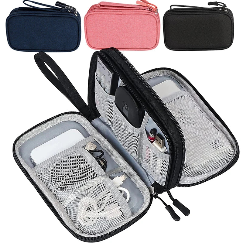 NEW Travel Organizer Bag Cable Storage Organizers Pouch Carry Case Portable Waterproof Double Layers Storage Bags for Cable Cord