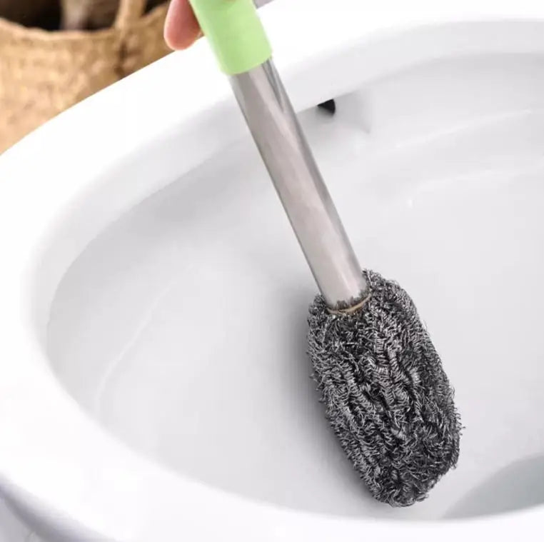 Kitchen Stovetop Cleaning Tool Long Handle Stainless Steel Pot Brush Steel Ball Brush Non-Damaging and Sustainable for Cleaning