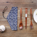 Customized logo Eco-friendly Reusable Wooden Cutlery Spoon Fork Chopstick Set Wooden Travel Camping Cutlery Set