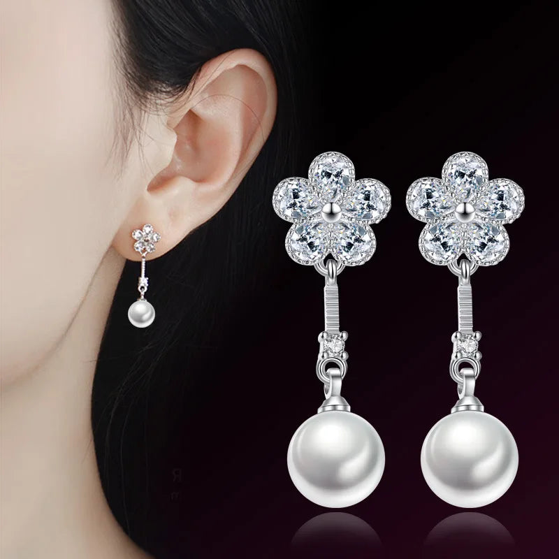 Plum Blossom Tassel Earrings Long Female Fashion Simple Pearl Earrings Wholesale