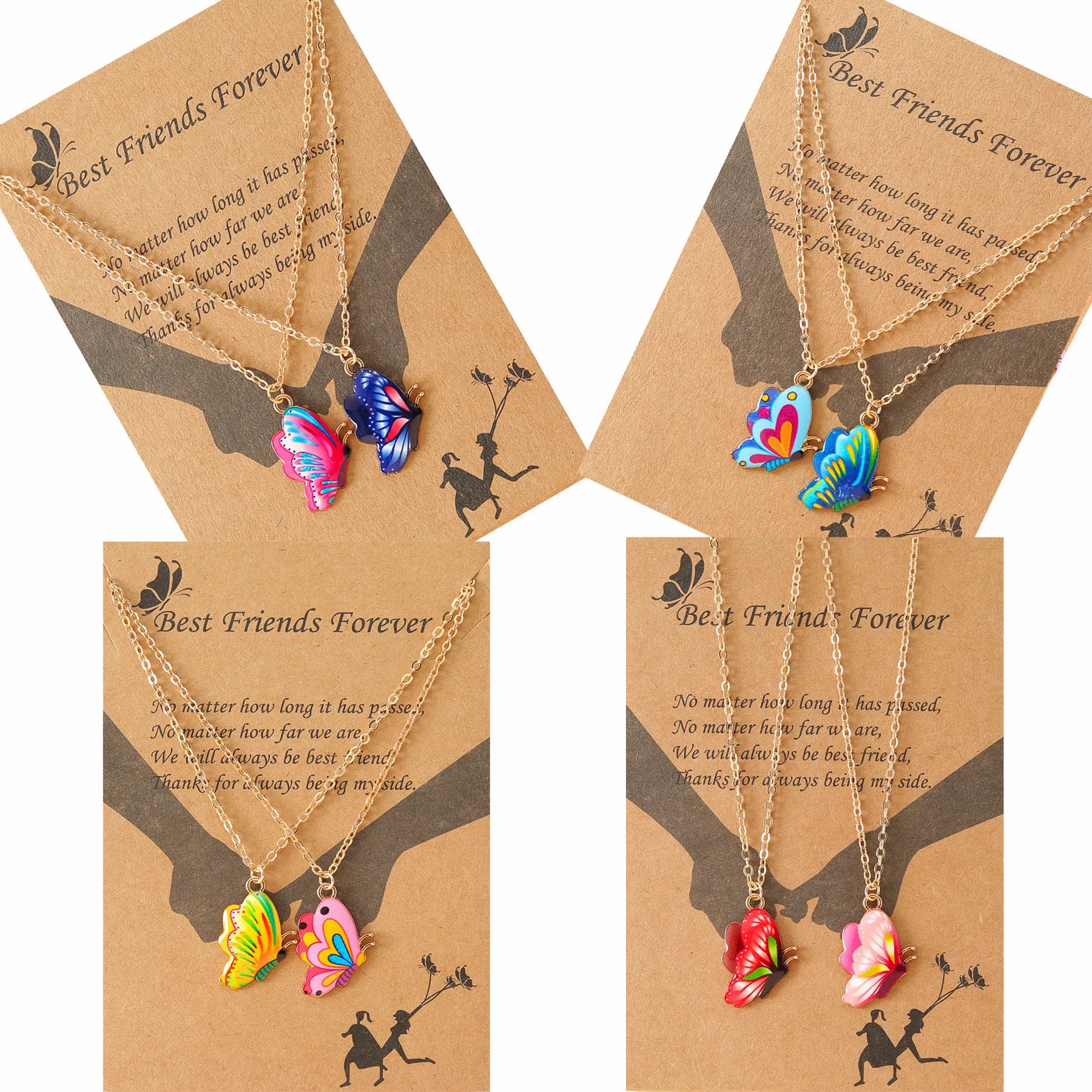 1 Pair Best Friend Butterfly Necklaces for Women  BFF Friendship Necklace Lover Couple Choker Clavicle Chain Wedding Jewelry