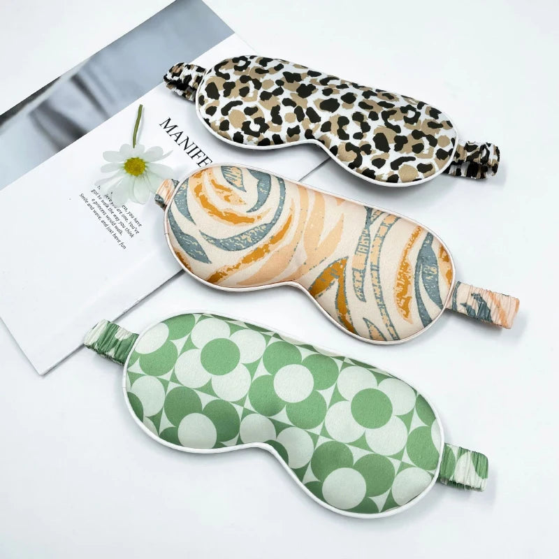 Customized Satin Silk Eyemask Adjustable Elastic Eye Masks Travel Silk Satin Sleeping Eyemask
