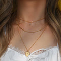 Dreamshow Fashion Neptune Oval Medal Pendant 18K Gold Stainless Steel Necklace Anti-allergy