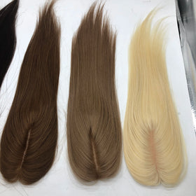 Top Quality 100% Virgin Hair Women Toupee 1.5*5 Blonde Silk Base Human Hair Toppers