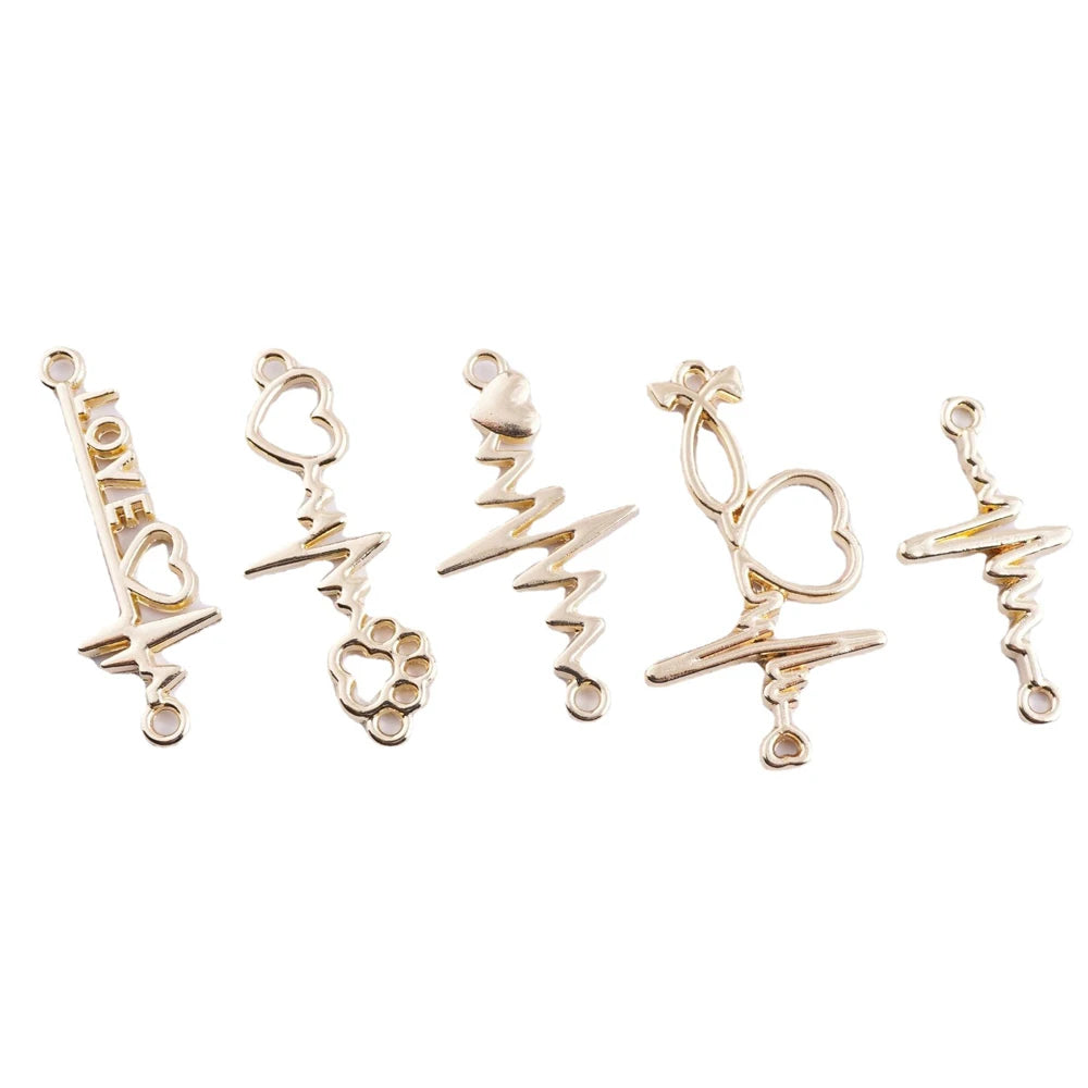 100pcs Heart Beat Diy Bracelet Making Connector Charm Wholesale Infinity Love Connectors Pendant for Jewelry  Making
