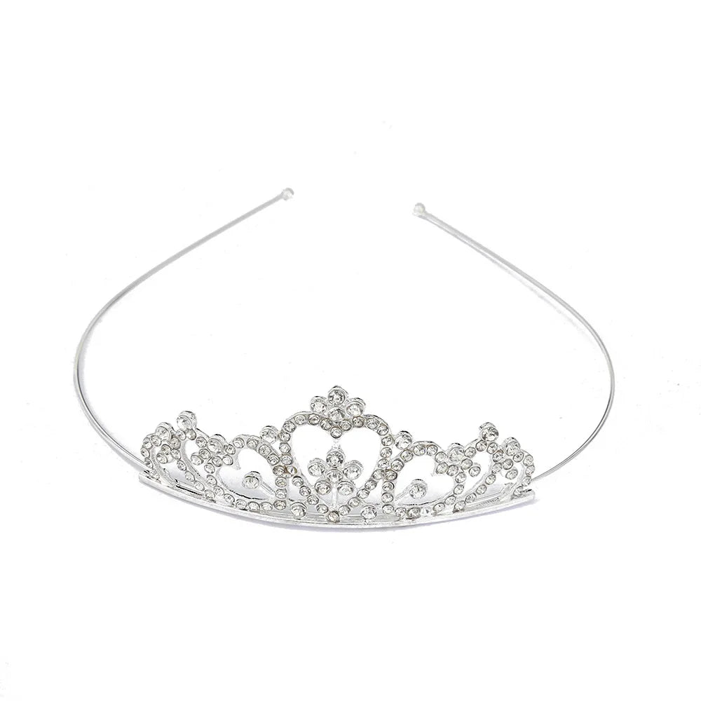 AA01163 Korean Style Zinc Alloy Rhinestone Children's Crown Hair Headband Jewelry Fashion Princess Birthday Tiara