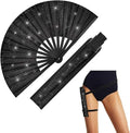 New 13-Inch Pride Outfits Rave Accessories Flash Hand Fan Holder Bamboo Folding Fabric Case Bag with Painted Decoration