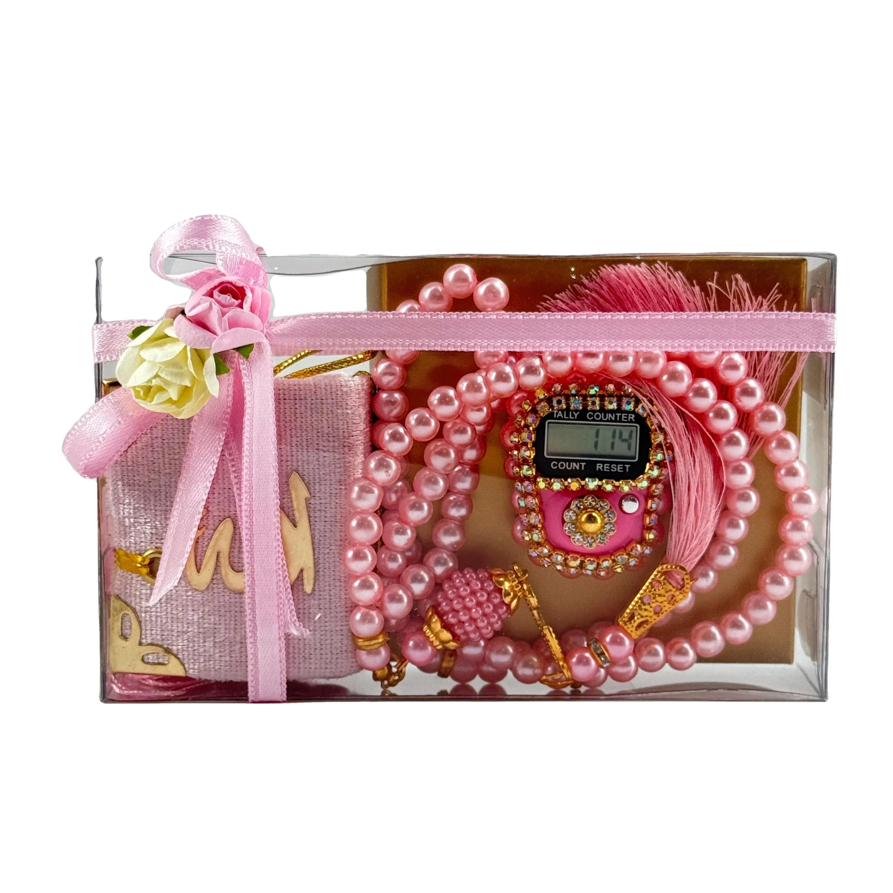 Zikrmatic Tasbeeh Pink Color Mini Quran Gift Set Digital Tasbeeha Counter Sets for Muslim Bulk Islamic Wedding Favors Eid Gifts