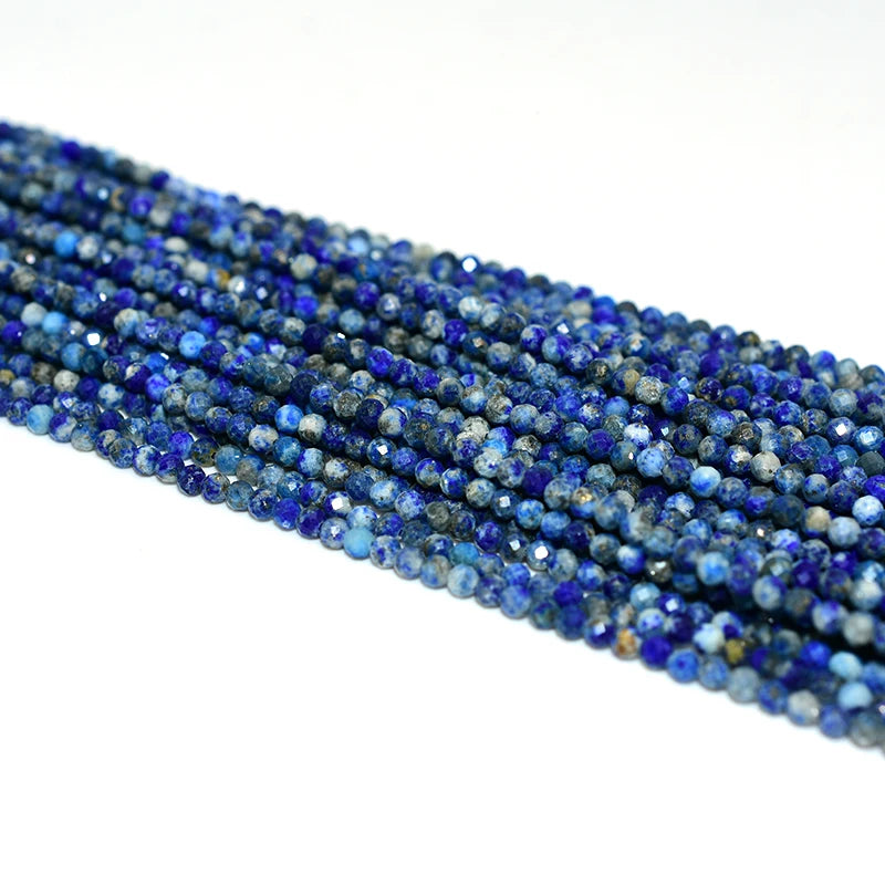 Factory Wholesale 3mm Natural Blue Faceted Lapis Lazuli Loose Gemstone Beads for DIY Jewelry
