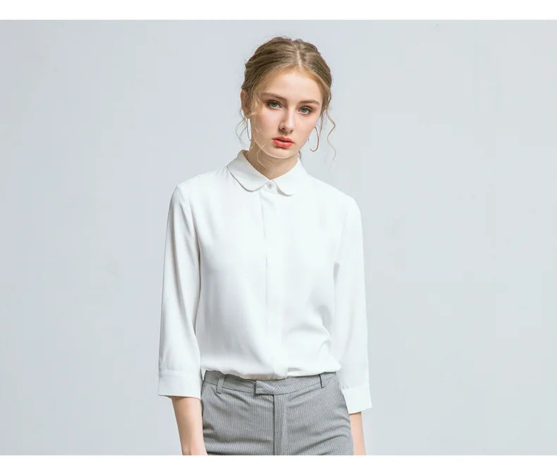 White Shirts Women's Professional Chiffon Dress Temperament Western Style Collar Shirt
