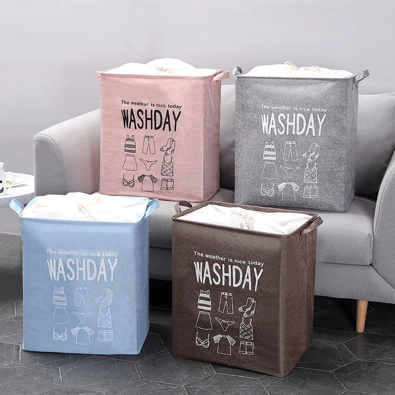 75/100L Eco-Friendly Foldable Large Volume Fabric Laundry Storage Basket With Cotton Handles for Clothes Quilt