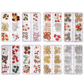 6 Grid Mixed Metal Alloy 3D Christmas Nail Art Charms Snowflakes Reindeer Nail Accessories Decorations