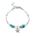 Charm Blue Turtle Anklets for Women Girls Multilayer Beads Handmade Beach Ankle Bracelet Set Boho Foot Jewelry