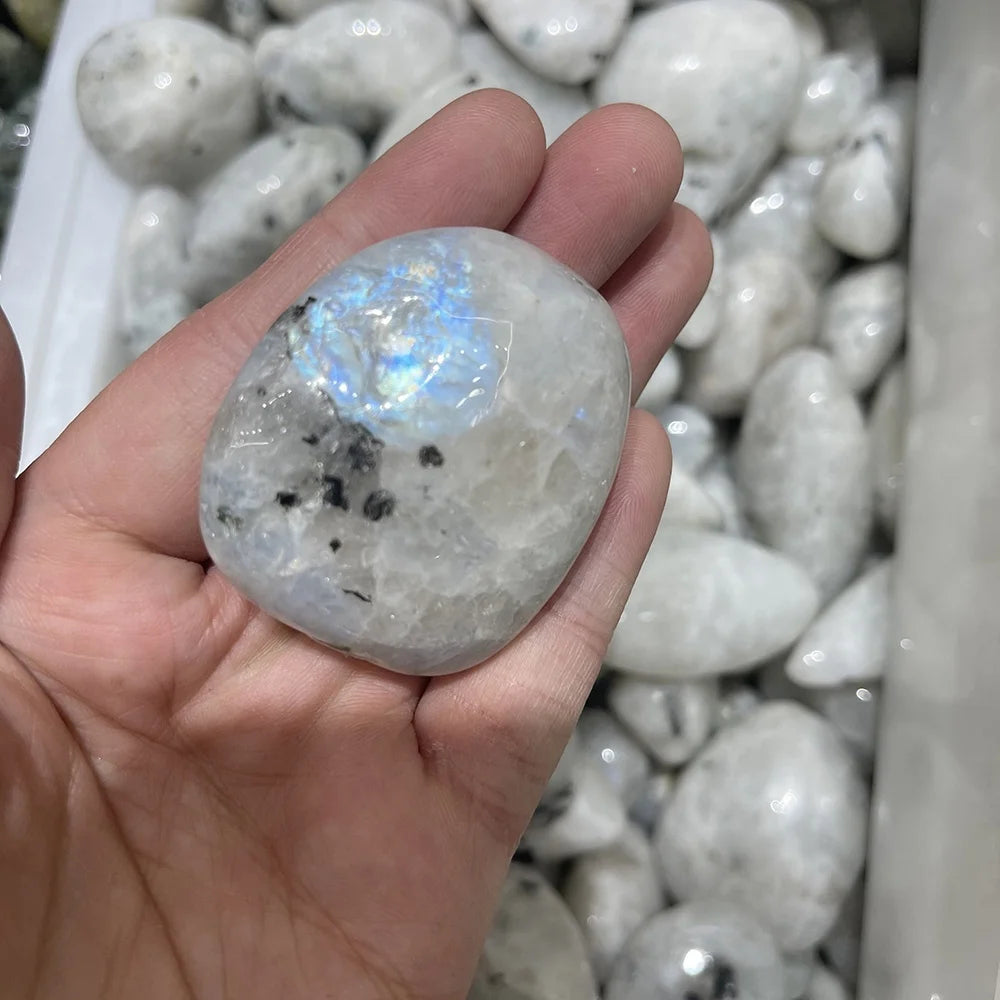 Wholesale Price Natural Rainbow Moonstone Crystal Tumbled Polished Gravel Stone Healing Quartz Chips