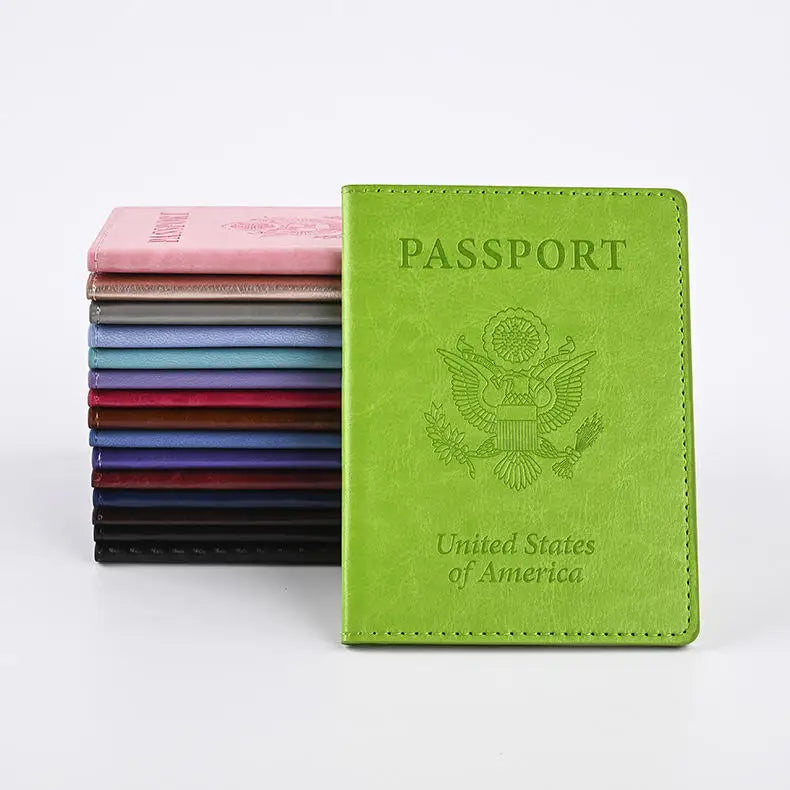 Wholesale Pu Leather Passport Cover Card Holder Low Price Travel Passport Cover and Luggage Tag Set Passport Holder