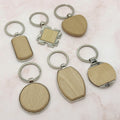 Custom Logo Engraved Beech Wood Keychain Plain Wooden Key Ring Holder for Carabiners & Promotional Keychains