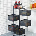 Ready to Ship 5 Tier Multi-functional Floor Trolley 360 Degree Rotation Kitchen Storage Rack Shelf Fruit Vegetable Storage Rack