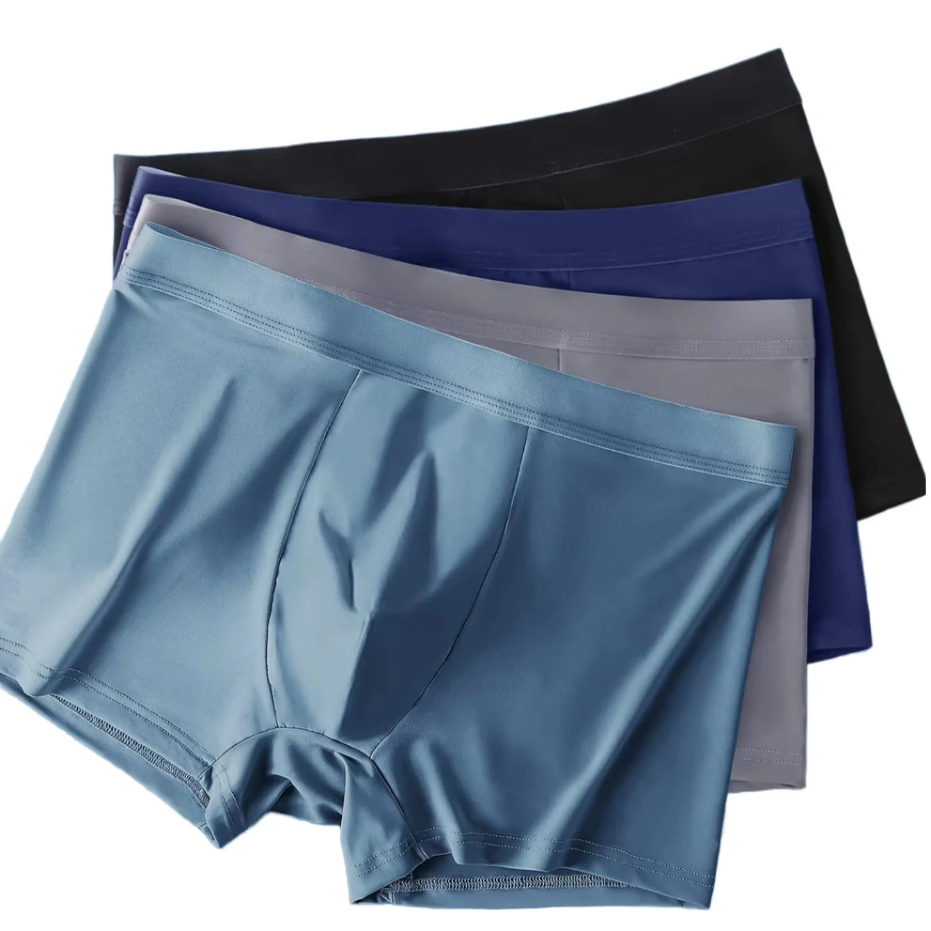 Customized logo Three Pack Men's Underwear Mid Waist Nylon Spandex Ice Silk Lightweight Men Boxers