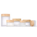 Frosted Matte Wood Grain Lid Cosmetic Packaging 20g 30g 50g Skincare Glass Cream Cosmetic Jar
