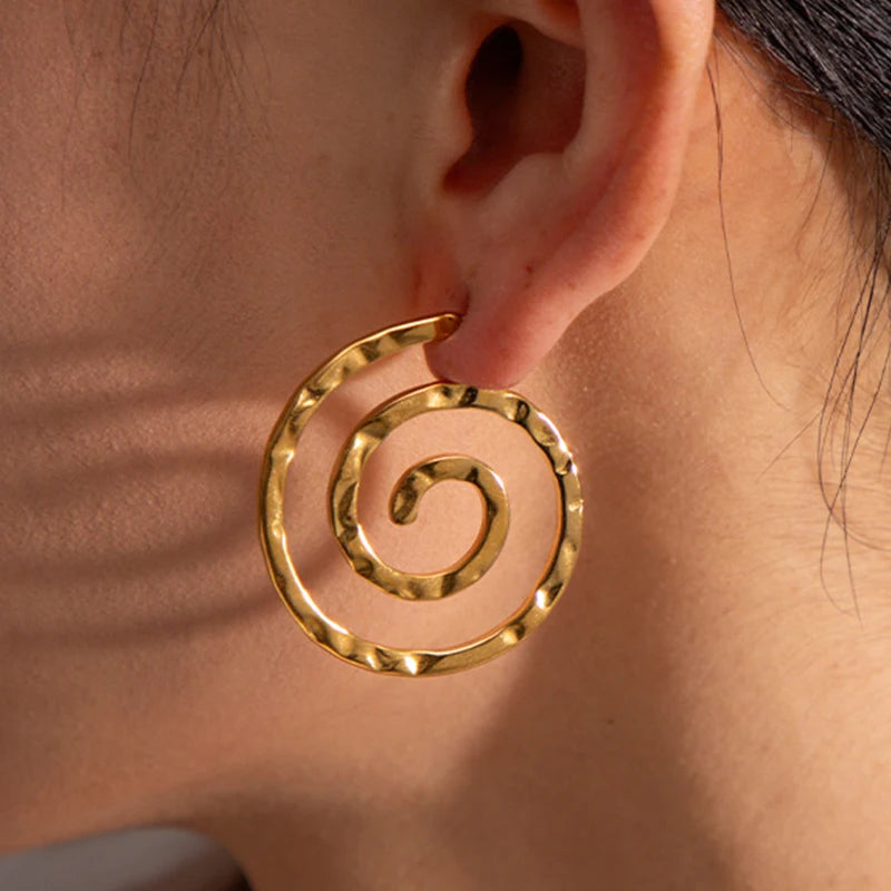 2023 New Arrival Fashion Jewelry Exaggerated Fun Mosquito Geometry Earrings Rhythm Spiral Line Hammer Stainless Steel Earrings