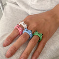 Acrylic Frog Ring Chick Resin Rings Women Girls Simple Animal Aesthetic Jewelry Friendship Rings Creative Party Travel Gifts