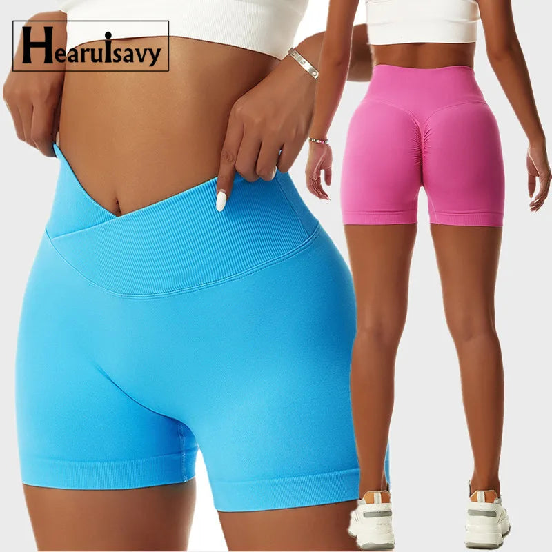 Girl Summer Seamless High Waist Yoga Shorts Elasticity Sports Leggings Women Cycling Shorts Buttock Lift Gym Scrunch Butt Shorts