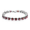 Abiding 2024 Classic Round Natural Red Garnet Tennis Charm Luxury Bracelet Jewelry for Women Soild 925 Sterling Silver Bracelet