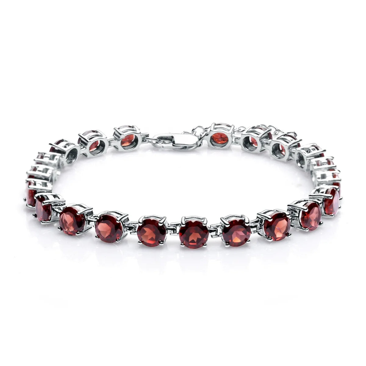 Abiding 2024 Classic Round Natural Red Garnet Tennis Charm Luxury Bracelet Jewelry for Women Soild 925 Sterling Silver Bracelet