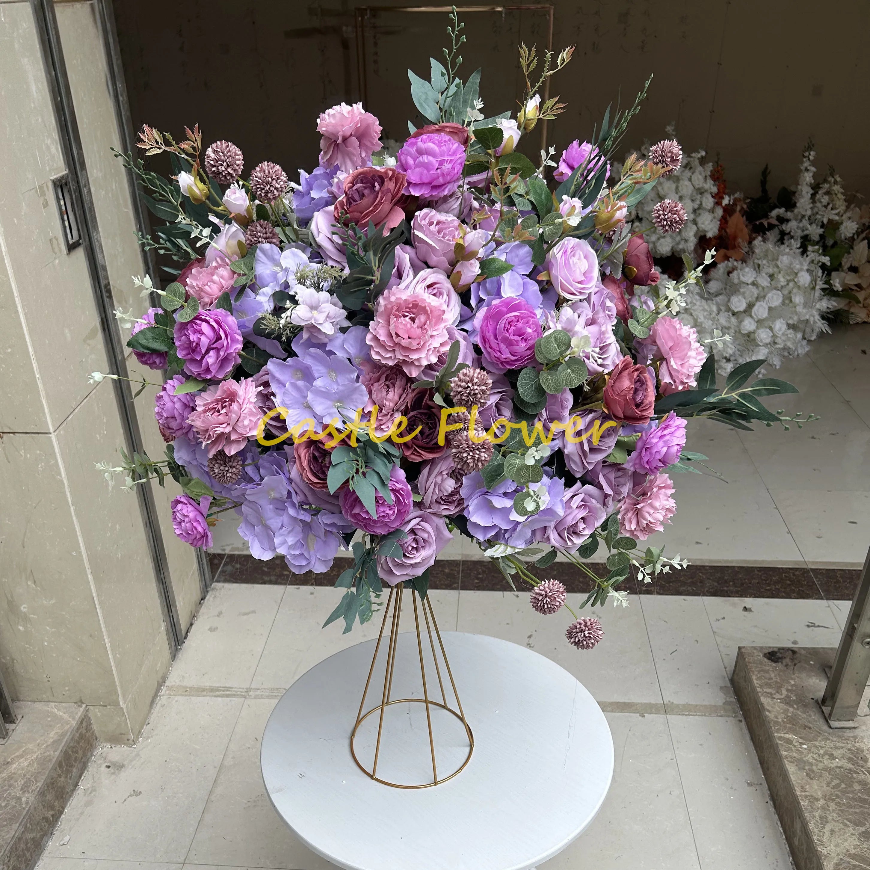 Top Quality Flower Ball Wedding Table Centerpieces Red Rose White Purple Flower Ball Artificial Silk Hydrangea Flower Ball