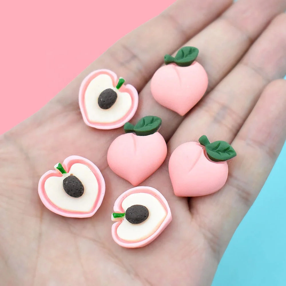 Paso Sico Japanese High Quality Peach Pit 19*20*6mm Pink Colors Simulation Resin Kawaii DIY Nail Art Professional 3D