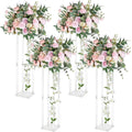 4pcs 10-Inch Tall Acrylic Clear Vases Wedding Centerpieces 24-Inch Geometric Flower Stand Display Rack Home Table Decorations