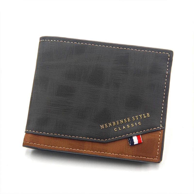 Vintage Bronzing Printed Men's Wallet Short Frosted Multi Card Holder Large Capacity Men's Double Fold Wallet