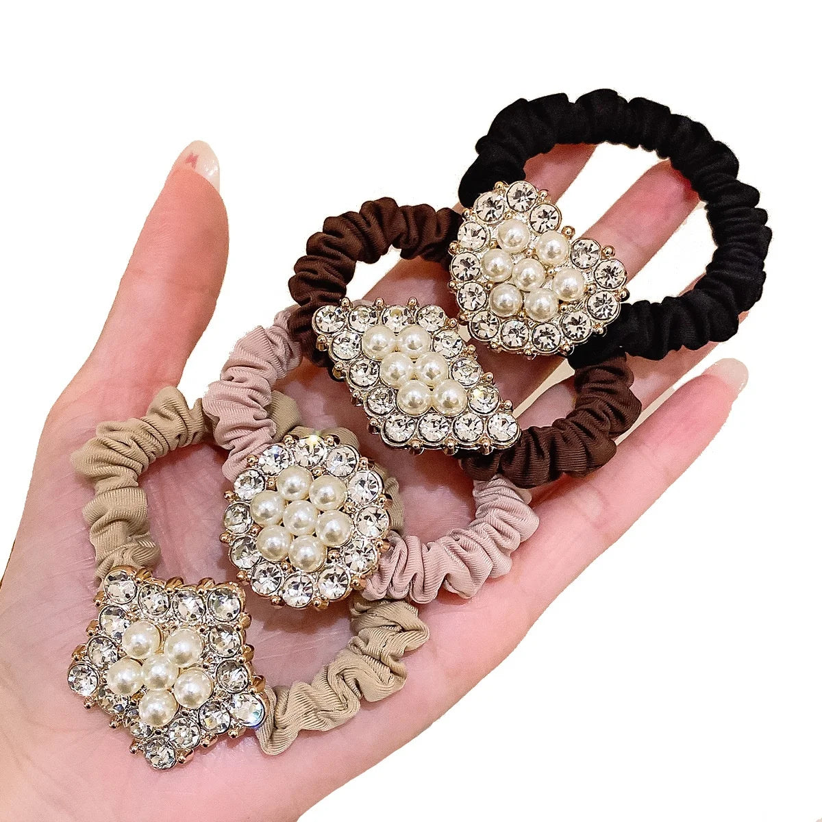 Ponytail Holders Bracelet Products Crunchies Hair Tie Band Accessories Elastic Designer Pearl Rhinestone Satin Skinny Scrunchies