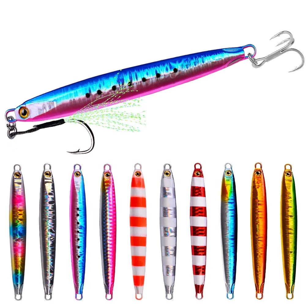 Slim Long Metal Casting Jig 10g 20g 30g 40g 60g Shore Cast Jigging Spoon Fishing Lure Artificial Bait