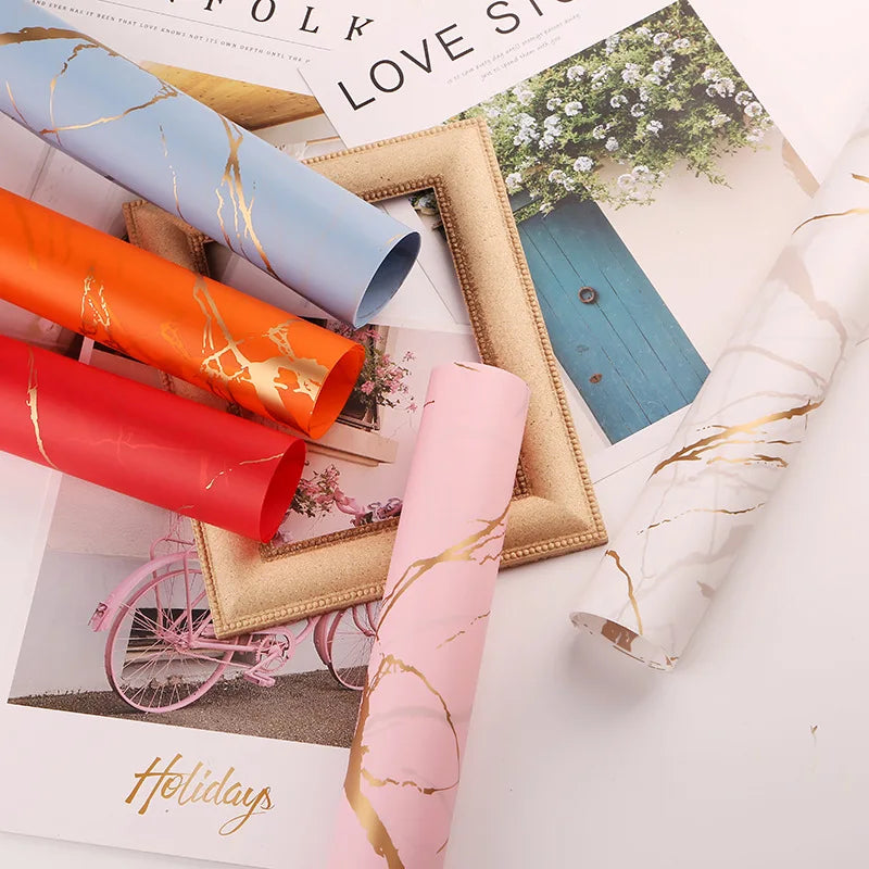 Wholesale  58*58cm Waterproof  Flower Wrapping Paper With Marble Pattern Printed Flower Wrapping Suppliers