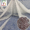 High Density Pure White French Bridal Beaded Net Fabrics With Pearl Sequins Glitter Tulle Embroidery Dresses Bridal Lace Fabric