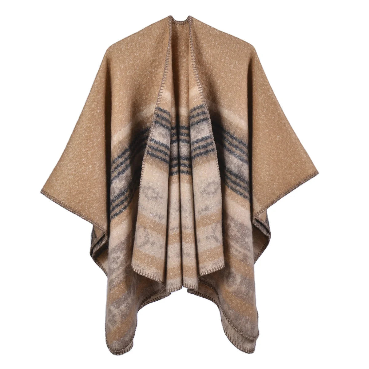 Environment Eco-friendly Winter Double-side Women Pashmina Shawls Cashmere Ponchos for Women Loop Yarn Extra Warm Capes Stoles