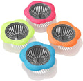 Kitchen Sink Drain Basket Silicone Kitchen Sink Strainer  4.5" Large Wide Rim Hair Catcher Pouring Strainers