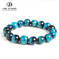 Natural Stone Round Beads Elasticity Rope Men Women Gemstone Beaded Bracelet Blue Tiger Eye Buddha Bracelets