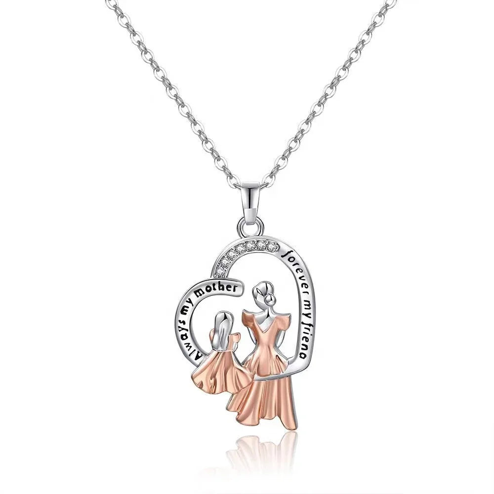 Wholesale Fine 925 Silver MAMA Mother's Day Gift Zircon Heart Pendant Jewelry Necklaces for Women